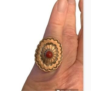 Running Bear - Sterling silver Coral designer ring